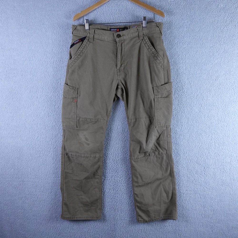 Ariat FR M5 Straight Leg Khaki Cargo Work Pants Mens 34x30 Flame Resistant